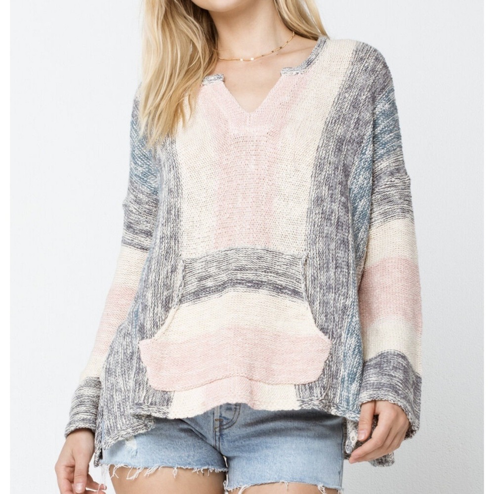 Rip Curl Sweatshirt Sweater Womens XS Oversize Baja Beach Surf Colorblock Pouch